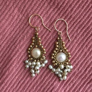 Pearl and gold earrings